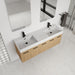Floating Double Sink Bathroom Vanity With Extra Large Storage, Integrated Sink, Soft Close Doors, Wall Mounted Bath Vanity - Glossy White / Light Oak Home Essentials