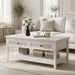 Coffee Table With Drawers & Storage Shelf - White Home Essentials
