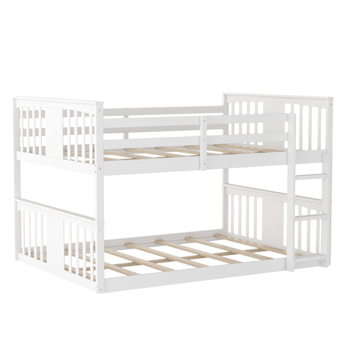 Full Over Full Classic Bunk Bed with Ladder - White