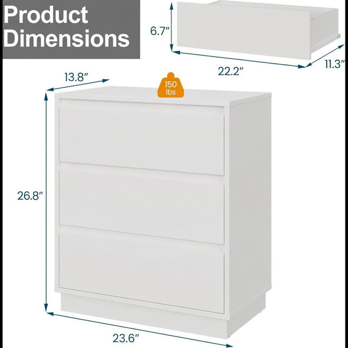 3 Drawer Nightstand, Bedroom Side Table Home Essentials