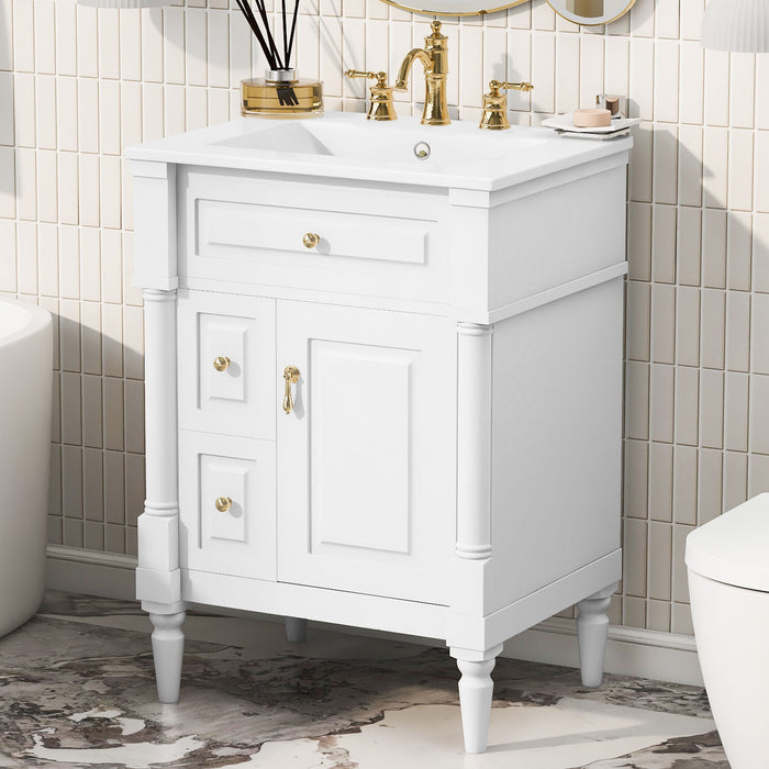 Freestanding Bathroom Vanity With Sink, Adjustable Shelf & Flip Drawer Hearth and Haven