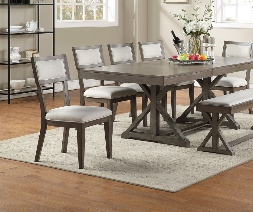 Contemporary Dining Room Furniture Dining Table With Leaf Ash Gray Large Family 9 Piece Dining Set 8X Side Chairs