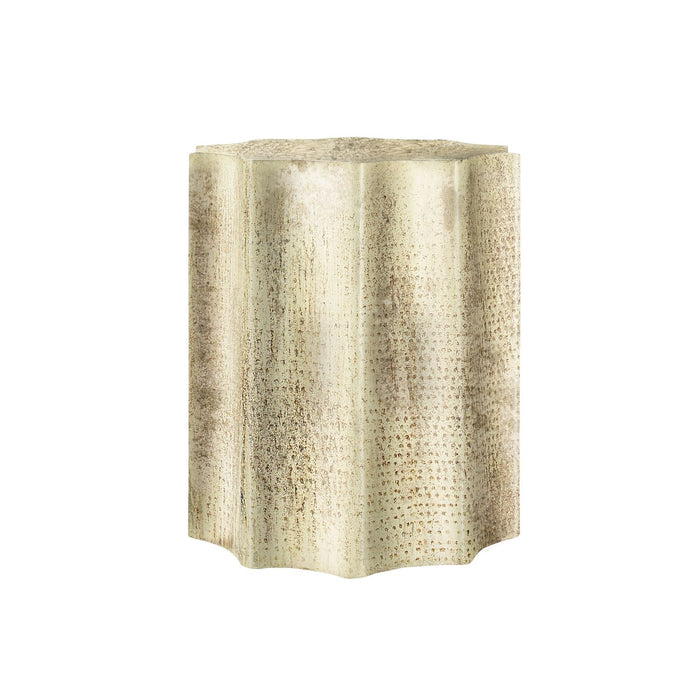 Drum Accent Side Table, Stylish Scalloped Design 8th Street