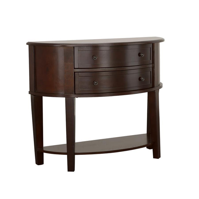 Diane - 2-Drawer Demilune Entryway Console Table - Cappuccino