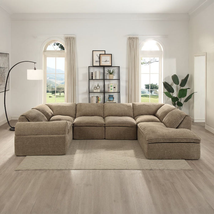 Almano - Modular Left Facing Arm Chair - Light Brown Chenille ACME