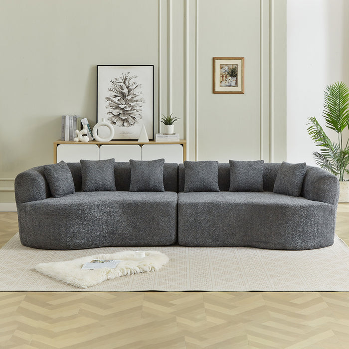 Curved Sectional Sofa With 6 Pillows Home Essentials