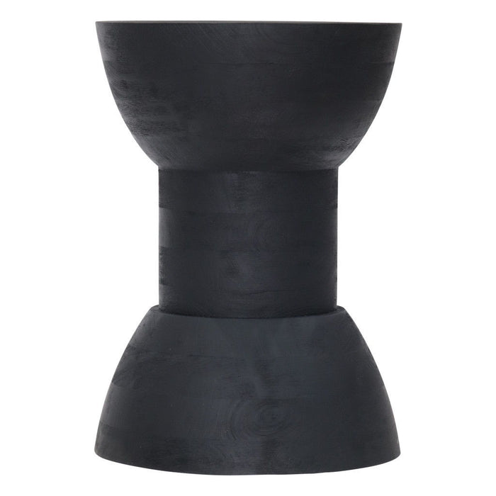 Solid Wood Backless Chair - Black