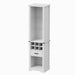 Pantry Cabinet With LED Lights, Wine Rack, Tempered Glass Shelves, And Barn Door Design - White Home Essentials