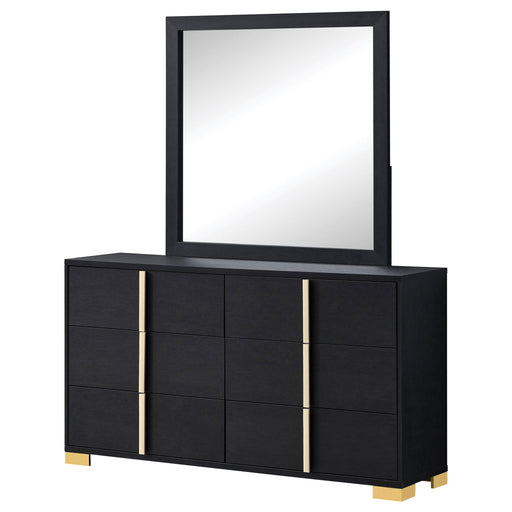Jeremiah - 6 Drawer Dresser With Mirror - Black Furniture Max