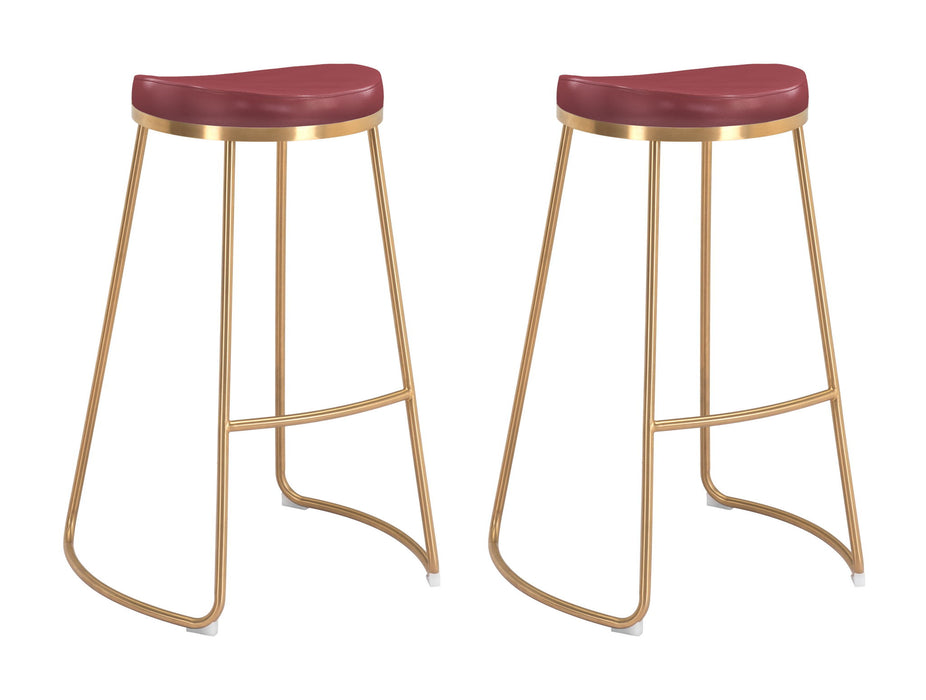 Bree - Barstool (Set of 2) - Burgundy / Gold