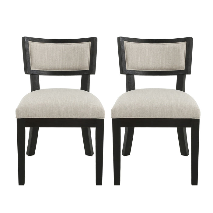 Farmhouse Style Fabric Upholstered Side Dining Chair Set Noble House