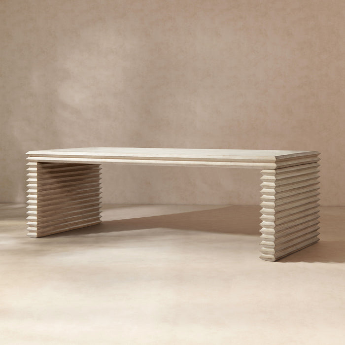Veda - Geometric Waterfall Dining Table - White Jennifer Taylor Home