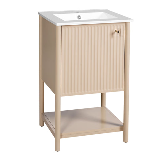 Bathroom Vanity With Sink, Freestanding Single Cabinet Set - Cream White Hearth and Haven