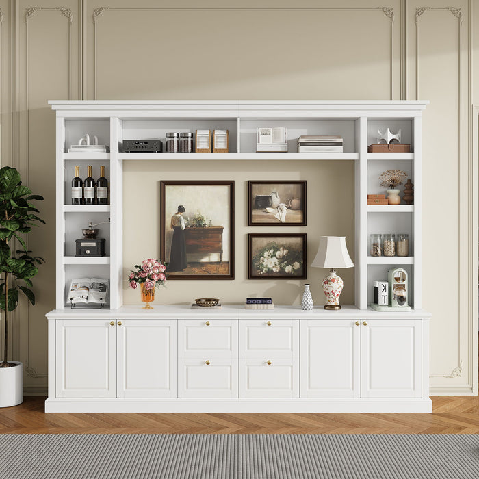 TV Stand With Bookcase, Storage Cabinet With 3 Adjustable Shelves, Living Room Entertainment Center - White Hearth and Haven