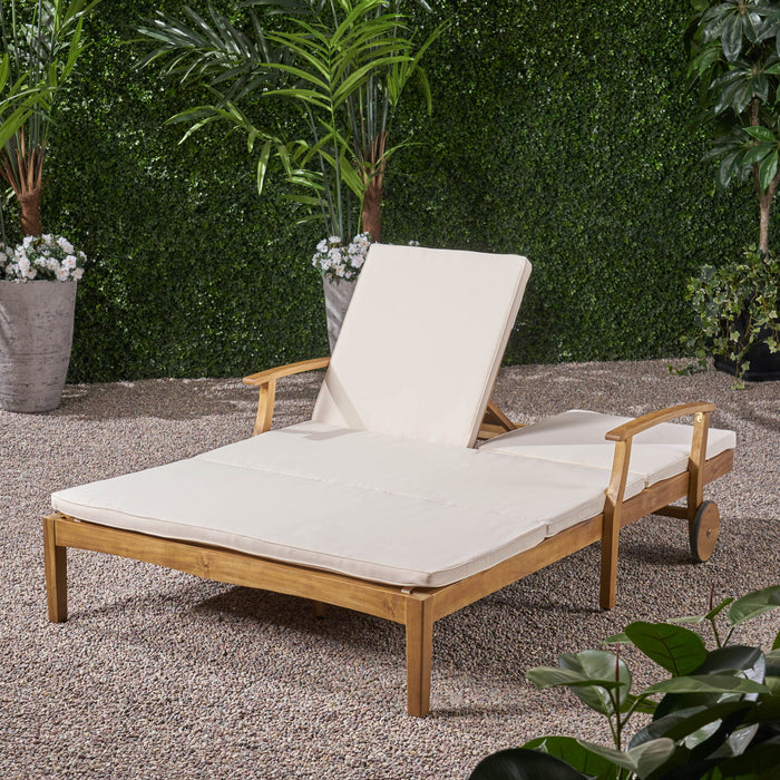 Etherealize - Outdoor Adjustable Double Chaise Lounge With Water Resistant Cushions