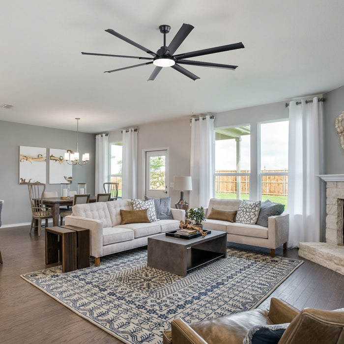 72" Large Design Ceiling Fan With Smart Remote Control, 6 Wind Speed DC Motor For Living Room - Black Daily Nest