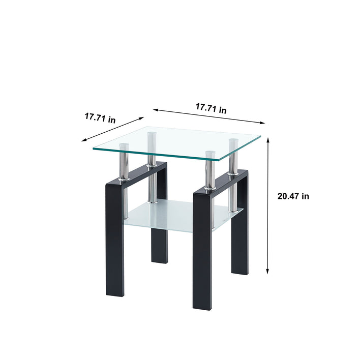 Luxury Modern Tempered Glass Coffee Table With 2 Layers