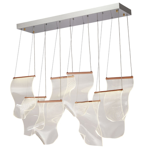 Michael Amini Lighting - Sheer Waves 8-Light Modern LED Chandelier - Rose Gold Michael Amini