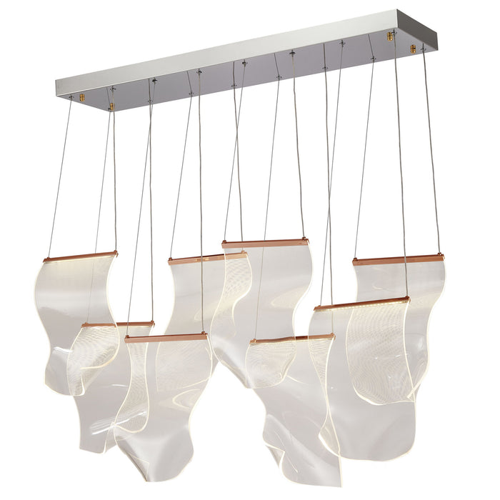 Michael Amini Lighting - Sheer Waves 8-Light Modern LED Chandelier - Rose Gold Michael Amini