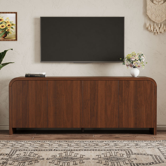 Curved Edge TV Stand With Large Cabinets Hearth and Haven