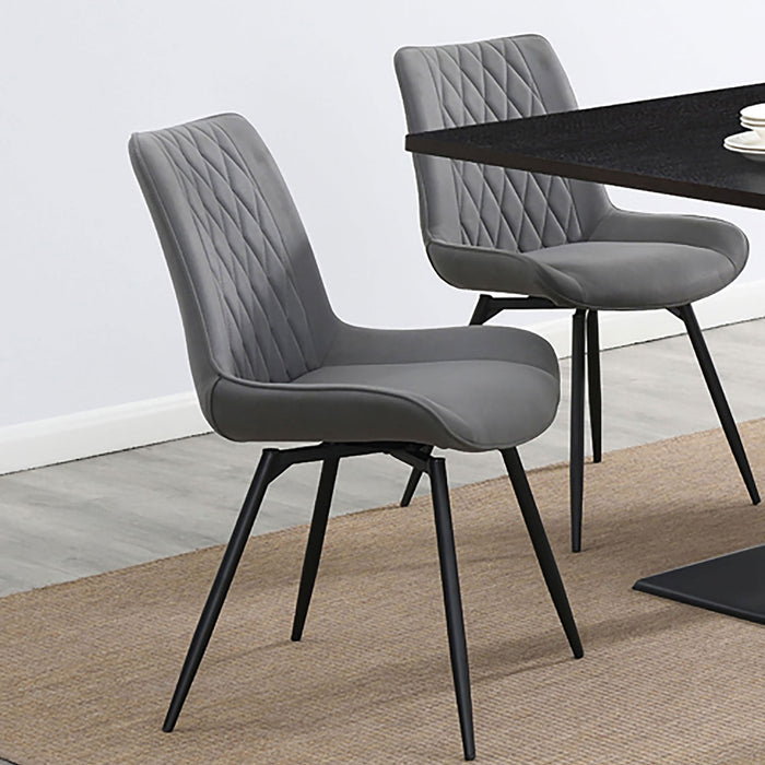 Tufted Swivel Dining Chairs (Set of 2) - Gray Furniture Max