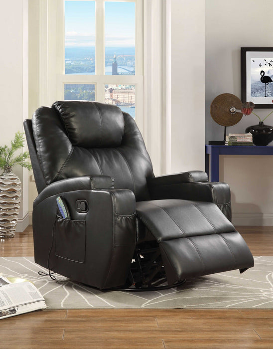 Leather Match Power Heated Massage Recliner - Black