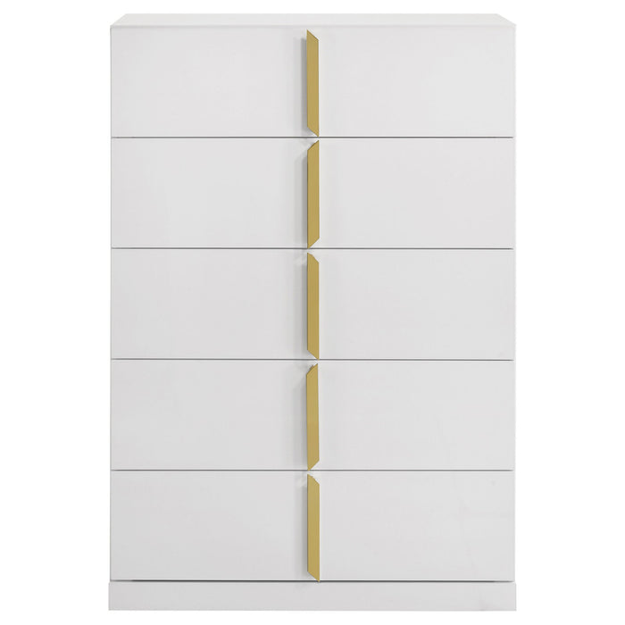 Lauryn - 5 Drawer Bedroom Chest - Gloss White Furniture Max