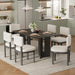 Dining Table Set With 6 Upholstered Chairs, Rectangular Table With Cutout Legs Hearth and Haven