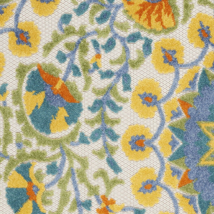 3' X 4' Toile Non Skid Indoor / Outdoor Area Rug - Yellow / Teal