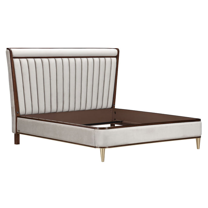 Houston - Eastern King Channel Tufted Panel Bed - Porcini / Walnut