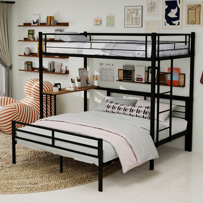 Bunk Bed With Built In Desk & Guardrail Frame Home Essentials