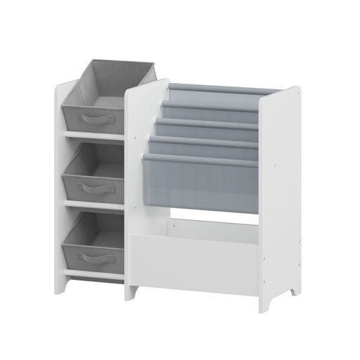 Bookshelf And Toy Storage Organizer, Multifunctional 4 Tier With 3 Collapsible Drawers - White Home Essentials
