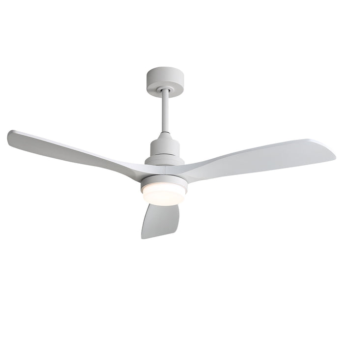 52" Blade Ceiling Fan With Remote Controlled LED Light And Quiet DC Motor - White Daily Nest