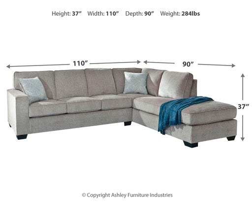 Altari - Right Arm Facing Corner Chaise With Sleeper 2 Pc Sectional - Alloy Signature Design by Ashley®