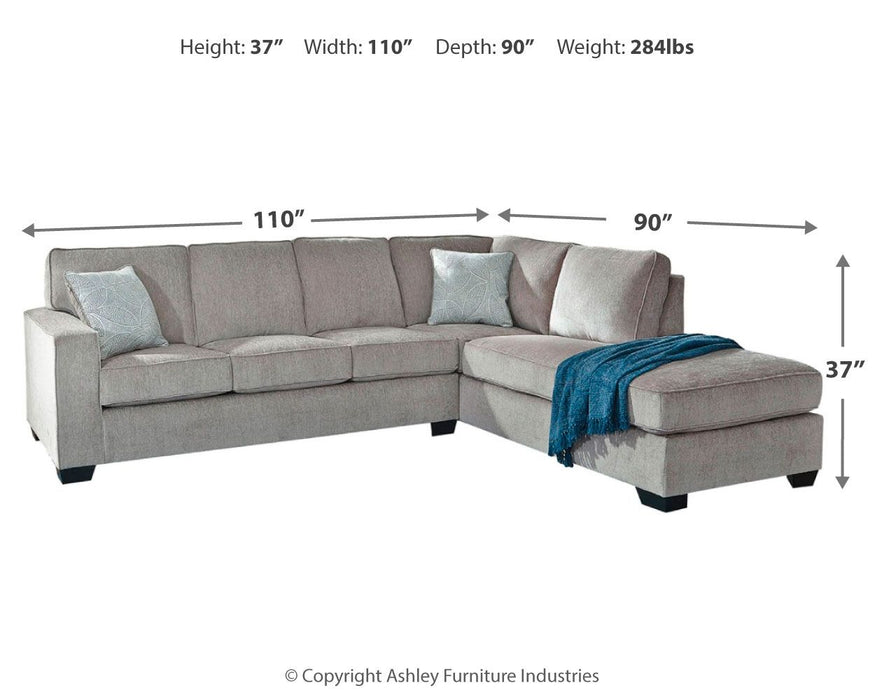 Altari - Right Arm Facing Corner Chaise With Sleeper 2 Pc Sectional - Alloy Signature Design by Ashley®