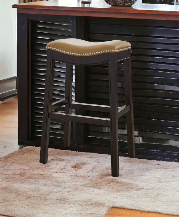 Backless Counter Height Bar Chair - Tan / Espresso