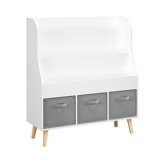 Bookshelf With 3 Bins, Storage Shelf For Toys And Books Home Essentials