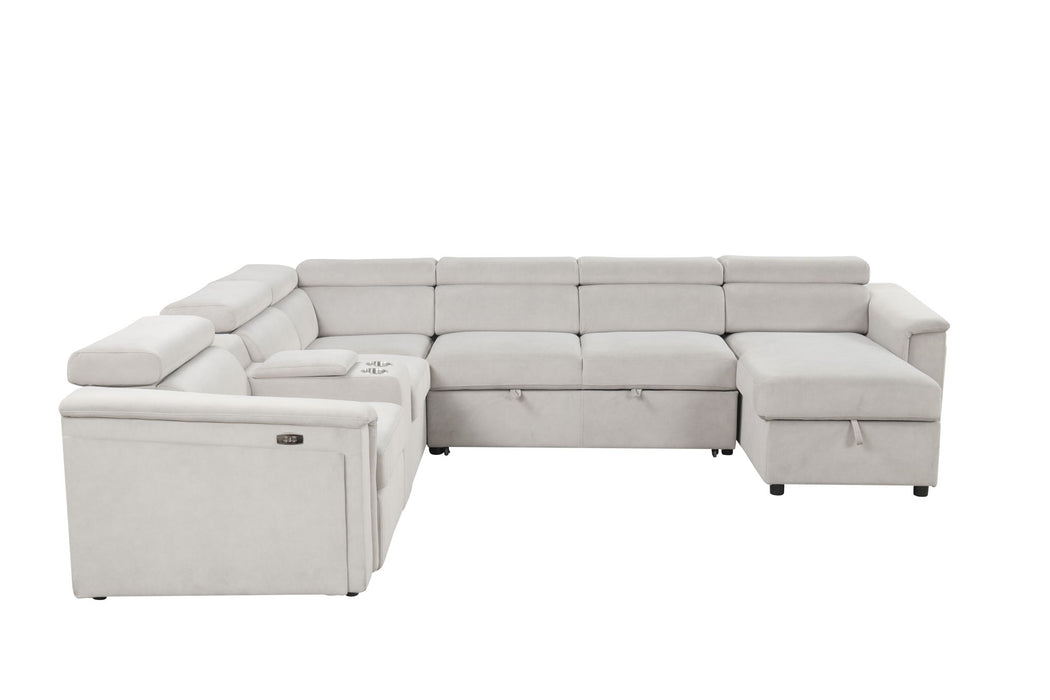 Harvey - Power Recliner Sectional Sleeper - Beige Matrix Furniture Group