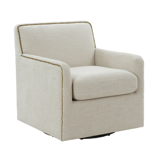 Tolland - Swivel Accent Chair With Antique Brass Nailhead Trim - Beige Ridgecrest Home