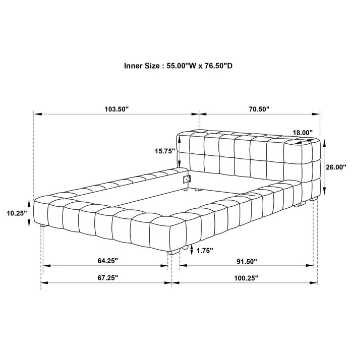 Kinsley - Upholstered Full Platform Bed With Low Profile And Tufted Headboard - Taupe Furniture Max