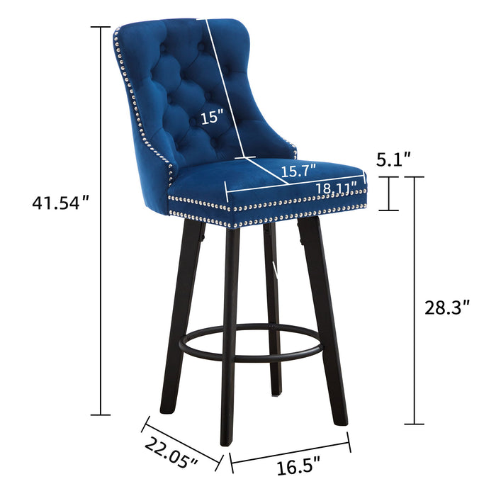 Swivel Bar Stools With Button Tufted Design And Rivet Trim Home Essentials