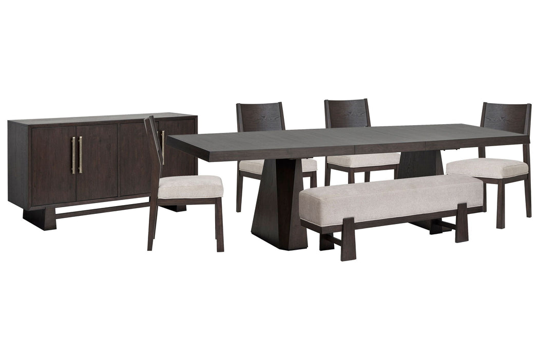 Tauren - 7 Piece Extendable Double Pedestal Dining Table Set Magnussen Furniture