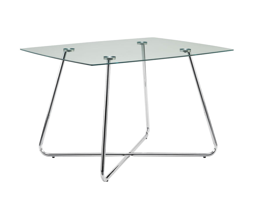 Metal And Clear Tempered Glass Dining Table - Chrome