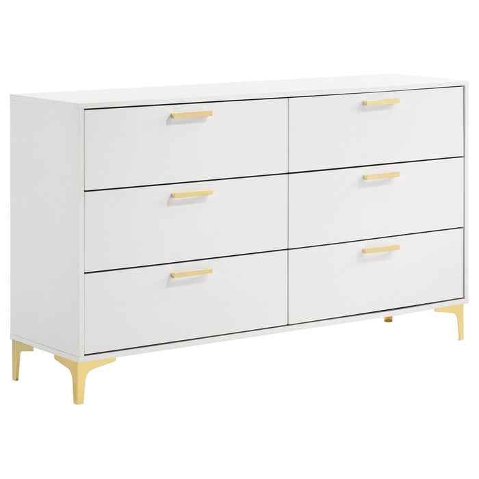 Karena - Rectangular 6 Drawer Dresser - White Furniture Max