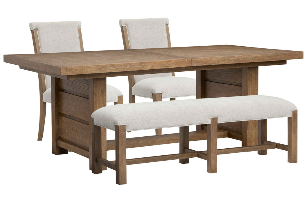 Plum Creek - 4 Piece Extendable Trestle Dining Table Set Magnussen Furniture
