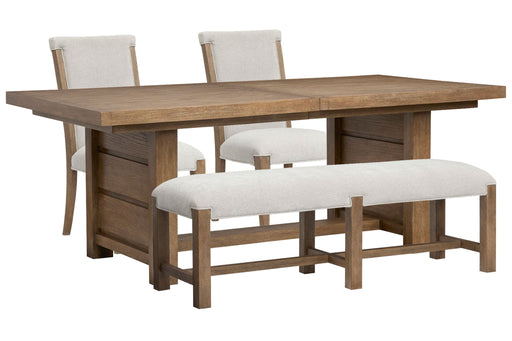 Plum Creek - 4 Piece Extendable Trestle Dining Table Set Magnussen Furniture