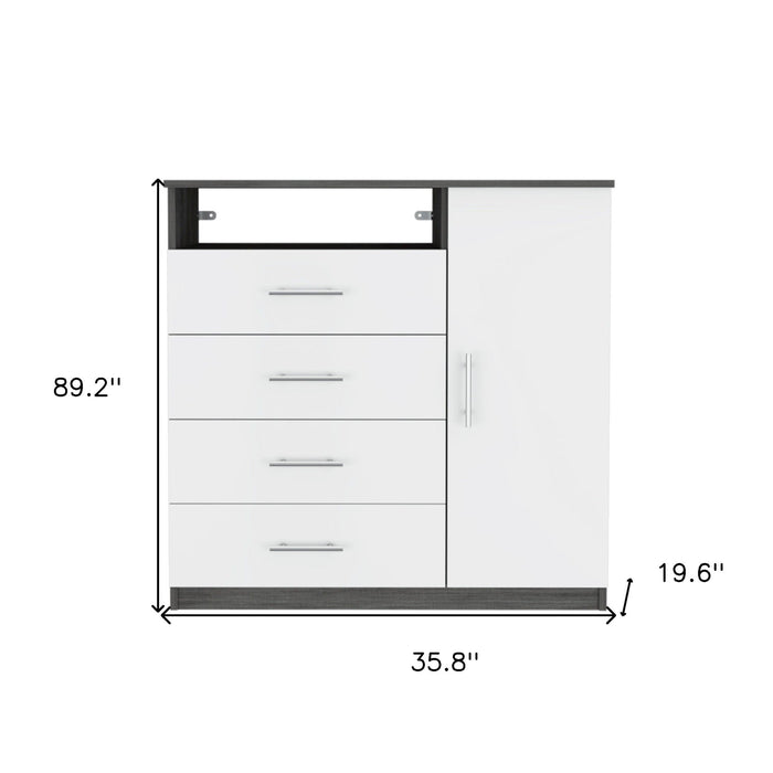 Four Drawer Combo Dresser - White / Gray