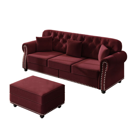 Upholstered 3 Seater Sofa Set With Ottoman Home Essentials