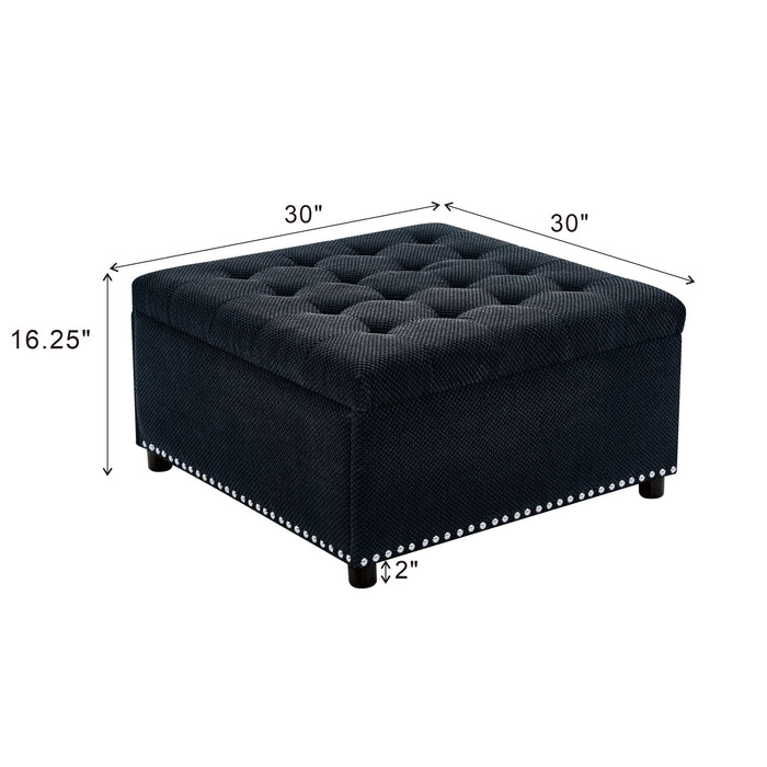 Square Tufted Storage Ottoman With Nailhead Trim Home Essentials