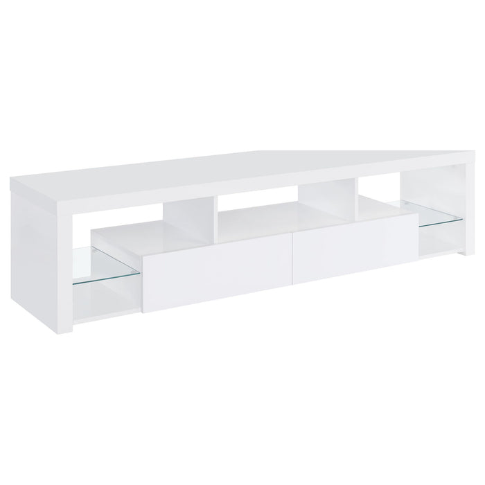 Lance - 2 Drawer TV Stand With Shelves - Gloss White Furniture Max